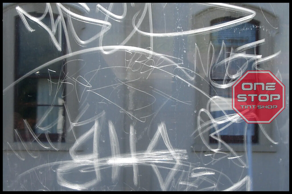 Graffiti film provides a cost-effective defense against window graffiti.